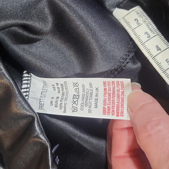 PRETTY LITTLE THINGS Black Faux Leather High Waisted Split Hem Leggings - Picture 7 of 14